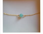 Gold chain blue gemstone bracelet, gold plated, friends gift