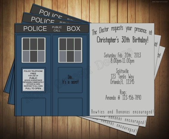 Doctor Who Birthday Invitations 7