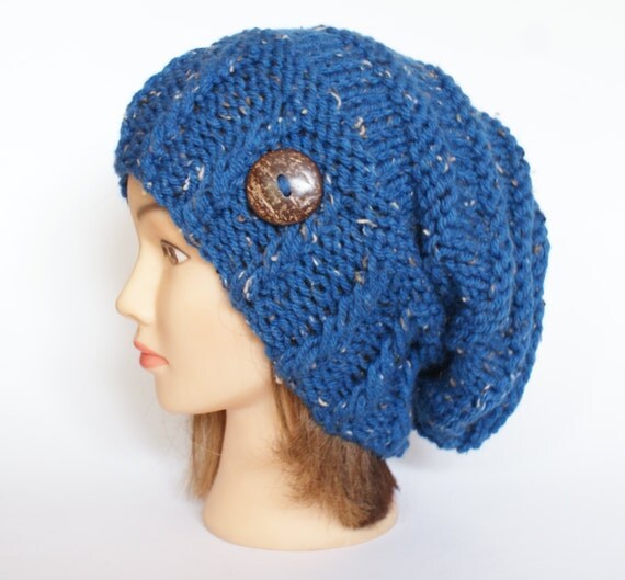 Blue Tweed slouch hat women  beanies hat  Slouch by Johannahats