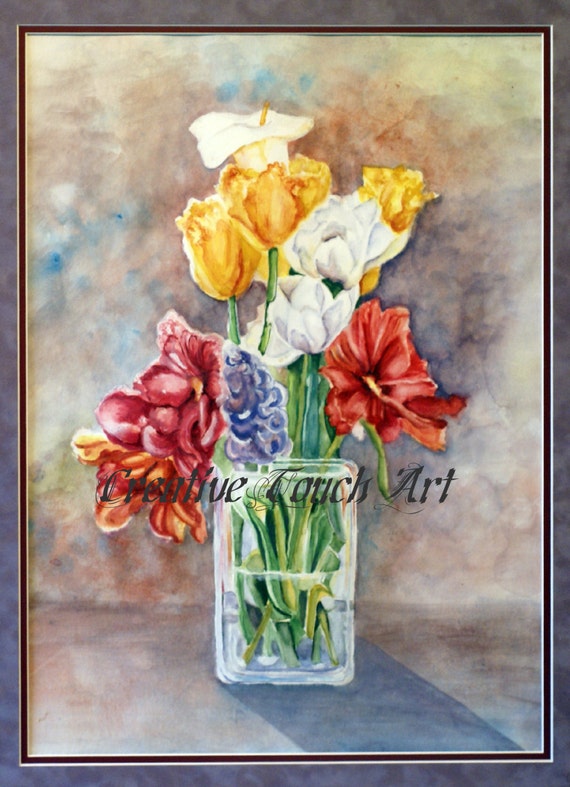 Flower Watercolor Painting: A Unique Gift For Any Occasion - 29x23 Double Matted Beautiful Frame