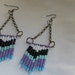 Chevron Pattern Beaded Purple Turquoise Black White Dangle Earrings