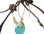 Turquoise earrings, Long Dangle  , light blue, mint,  drop earrings,  14K gold filled  , colorful jewelry, boho style, spring summer