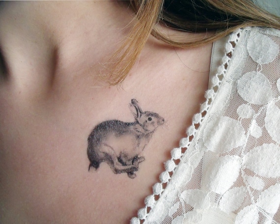 Temporary Tattoo Feathers and Rabbit (Includes 2 Tattoos)