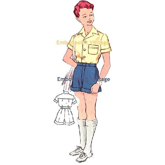 Plus Size (or any size) Vintage 1950s Boy's Shorts Pattern - PDF - Pattern No 170b Mark Shorts