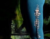 Petrol blue, black or other colours festival customised ripped leggings