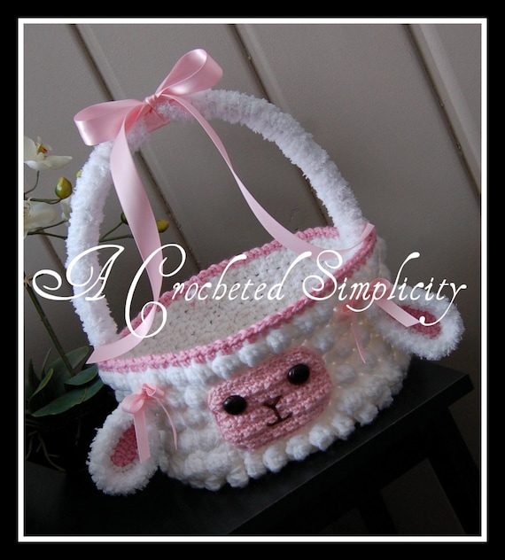 Crochet Pattern: "Lily or Lyle" the Lamb Easter Basket, Permission to Sell Finished Items