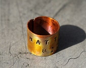 Copper Scripture Ring, Religious Jewelry, Heat Torched, Color Highlights, Inspirational Jewelry, Personalized Copper Cuff Ring