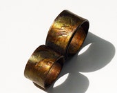 Men's Double Finger Ring,Copper Ring, Figure 8 Ring, Dark Oxidation, Heat Torched, Highlights, Wide Ring