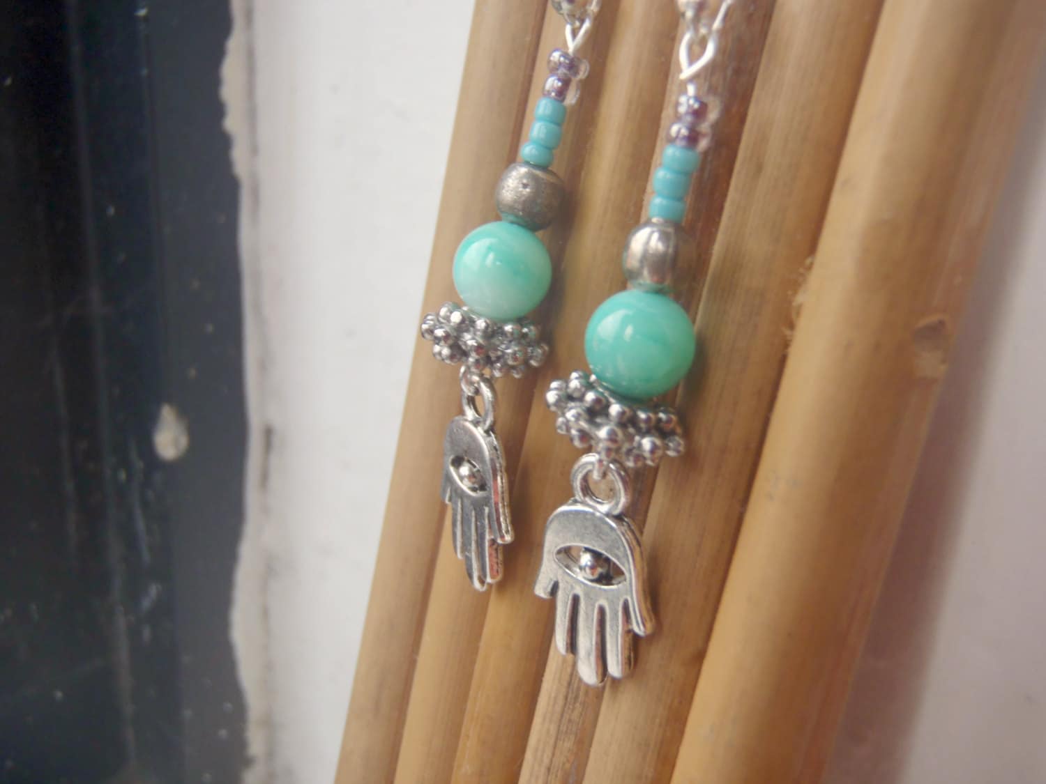 aqua shell earrings