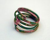 Copper Stackable Ring Set, Color Choice, Distressed, Thin Rings, Hand Painted Jewelry, Stacked Bands