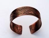 Etched Copper Cuff, Men's and Women's Wide Band Cuff Bracelet, CUSTOM Fit, Geometric, Triangles & BOLD Lines