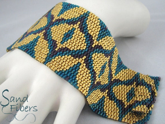 Peyote Pattern - Glorious Swag Peyote Cuff / Bracelet  - A Sand Fibers For Personal/Commercial Use PDF Pattern