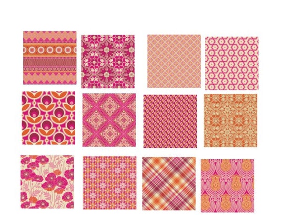 Baby Bedding 3-piece, rag crib quilt,  fitted sheet and straight skirt, Notting Hill in magenta, girl, ALL NATURAL, baby