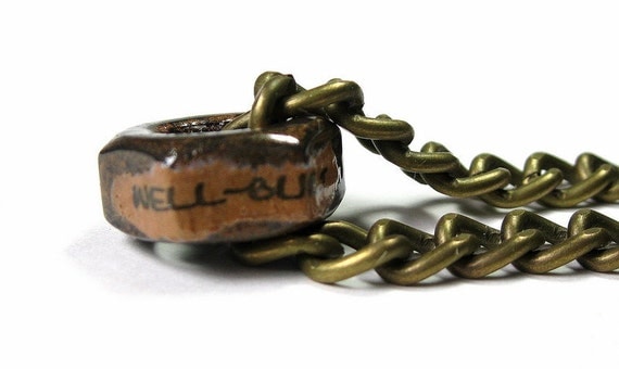 Well-Built, Industrial Chic Mens Hex Nut Necklace, Steampunk Antiqued Brass, Metal Jewelry, Rugged, Masculine, Gifts for Athletes, For Him