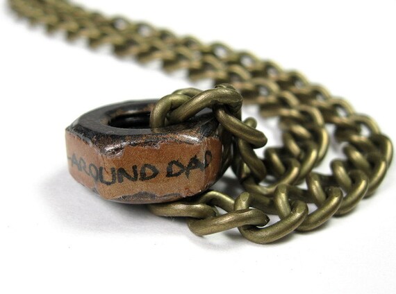 Industrial Chic Hex Nut Necklace, Steampunk Jewelry, Antiqued Brass, Metal Jewelry, Rugged, Masculine, Gifts for Dad, Best Dad