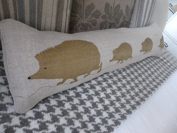 hand printed reversible hedgehog family bolster/excluder cover