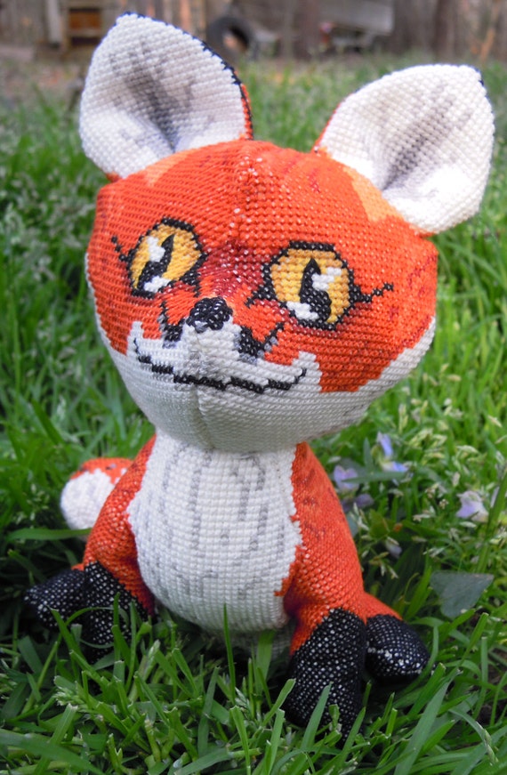 Red Fox 3D Cross Stitch Animal Doll and Sewing Pattern PDF