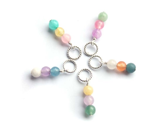 Jade Pastels Trio Gemstone Sterling Silver Stitch Markers