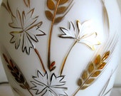 Gorgeous Vintage Mid Century Nand Painted Lamp From Germany - Frosted White and gold - Cottage Chic
