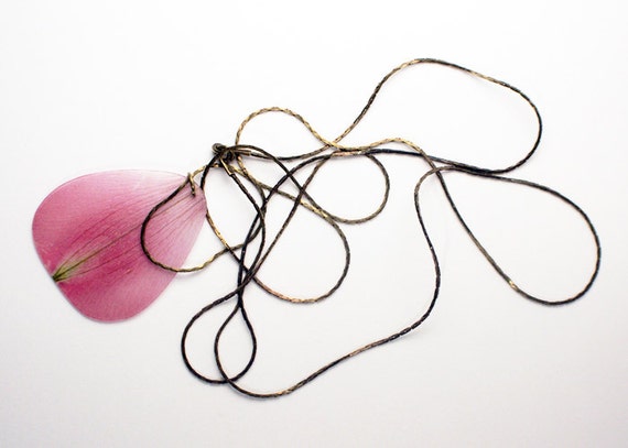 Flower Petal Necklace - Real Lily of the Incas - transparent pink- Handmade Jewelry with Real Flowers - summer jewelry