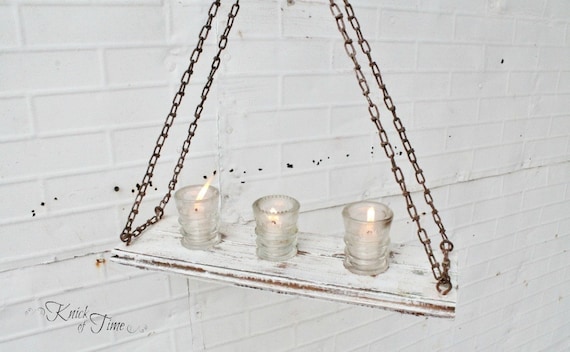 Antique Glass Insulators & Salvaged Antique Wood - Refectory Hanging Candelabra