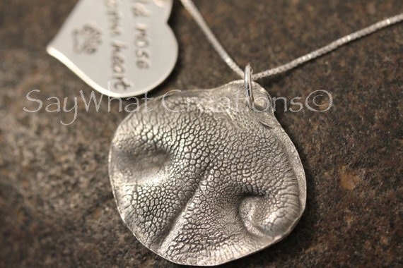 Dog Nose Impression Necklace - your ACTUAL dog's nose - Cold Nose Warm Heart