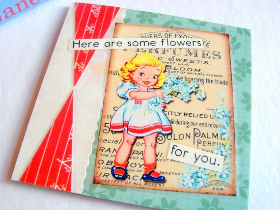 Coaster  Single  Vintage Girl  Here Are Some by mimiandlucy