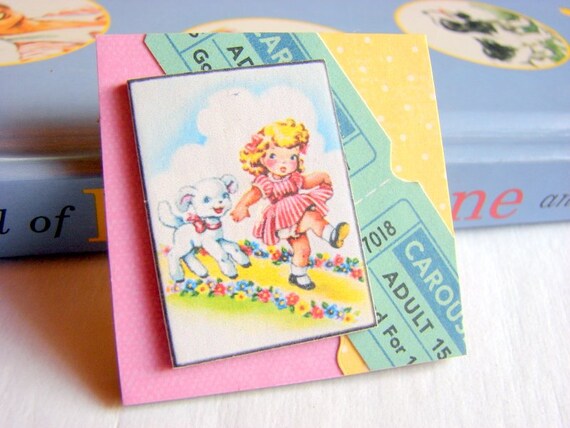 Storybook Brooch  Mary Had A Little Lamb  Lg 3D by mimiandlucy