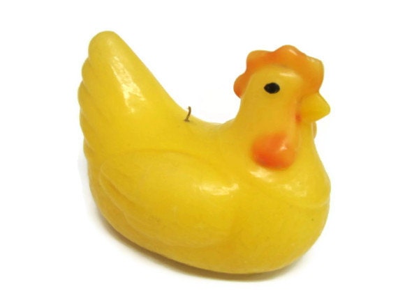 Vintage Yellow Chicken Candle