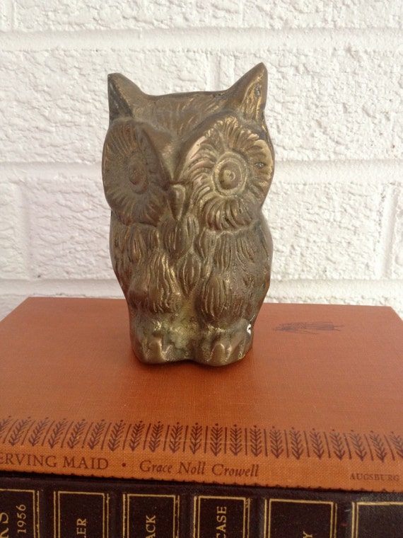 Vintage Brass Owl Figure