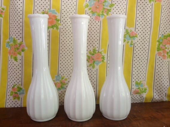 Set of 3 Milk Glass Vases