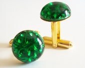 Mens Cuff Links // West German Glass on Golden Cuff Links // Vintage Made TECHIE