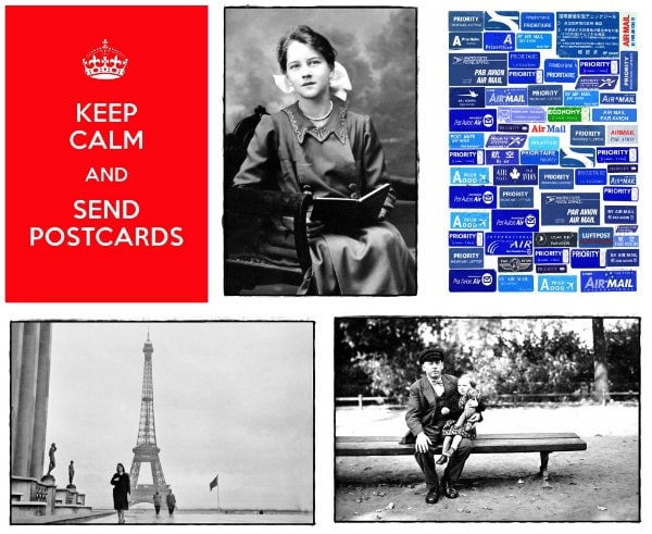 maxandcopost eiffel tower keep calm airmail air mail labels collectible postcards