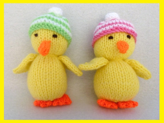 2 Knitted Easter Chicks by MyfanwysMakes on Etsy