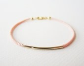 Gold bar bracelet - Pastel Pink