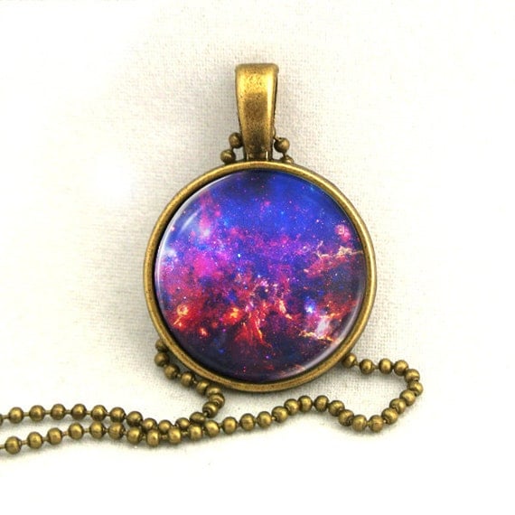 10% SALE Necklace Trifid Nebula, Galaxy Jewelry, Universe, Space, Pendant Necklaces,Constellation,Gift For Her