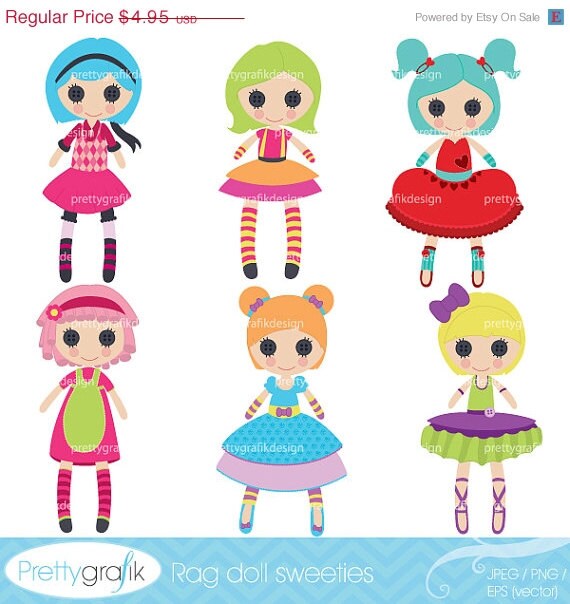 40 OFF SALE Rag doll toy girl clipart by Prettygrafikdesign