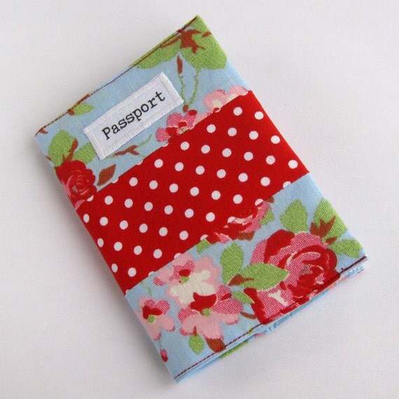 Blue Floral Passport Holder by FantooshbySonia on Etsy