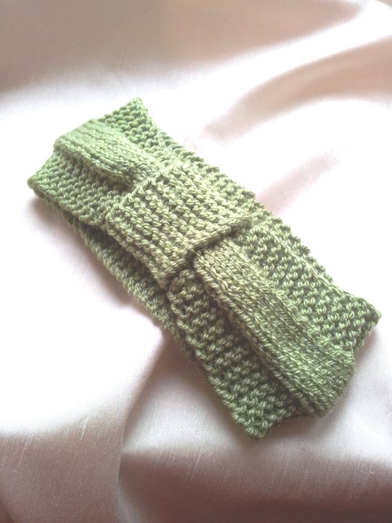 HandmadeLittleCreations Hand Knitted Wide Stylish Headband/ Earwarmer In Moss/ Dark Olive Green