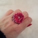 Handmade Gorgeous Melt Pot Resin Deep Cerise Pink Flower Ring - With Adjustable Shank