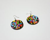Earrings "fish", an abstraction. Wood, hand-painted.