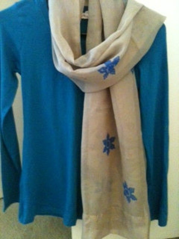 Chiffon Hand painted scarf with rhinestones