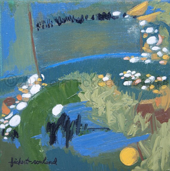 Modern Abstract Expressionist Landscape- Improvisation on Spring-Oil on Canvas Original Painting by Erin Fickert-Rowland
