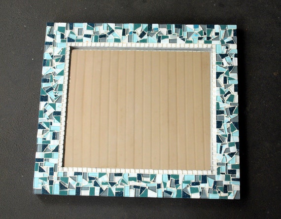 Mosaic Mirror Teal and Gray by GreenStreetMosaics on Etsy