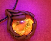 Fairy Drop Orange Pendant Sparkly Fantasy Bohemian Necklace Blacklight Reactive Psy Hippie Tribal Jewellery Free Shipping