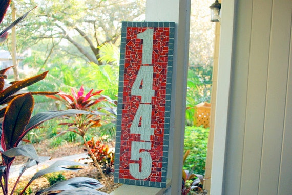 Mosaic Address Plaque House Number Sign by GreenStreetMosaics