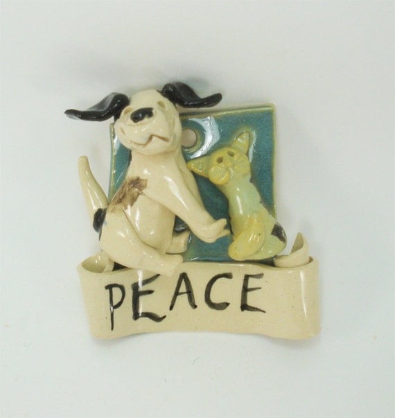 dog cat peace plaque