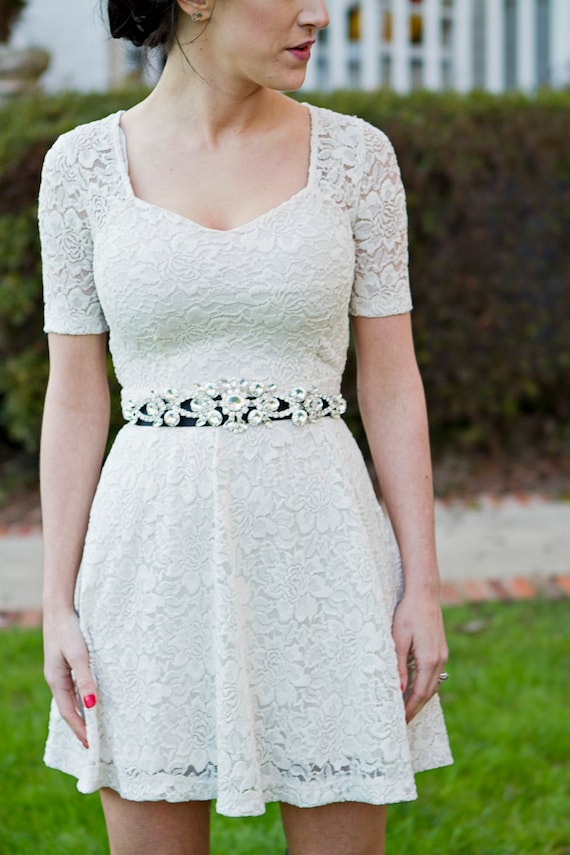 Sparkling Rhinestone Bridal Sash on Black Ivory or White Satin