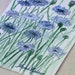 Garden Nature Art Watercolor Blue Flower Scabiosis Original Painting Laurie Rohner