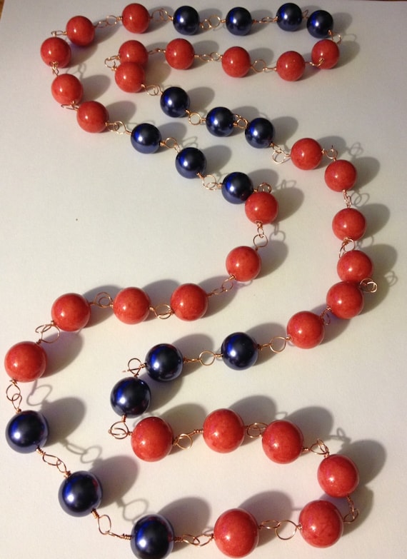 CORAL & NAVY NECLACE